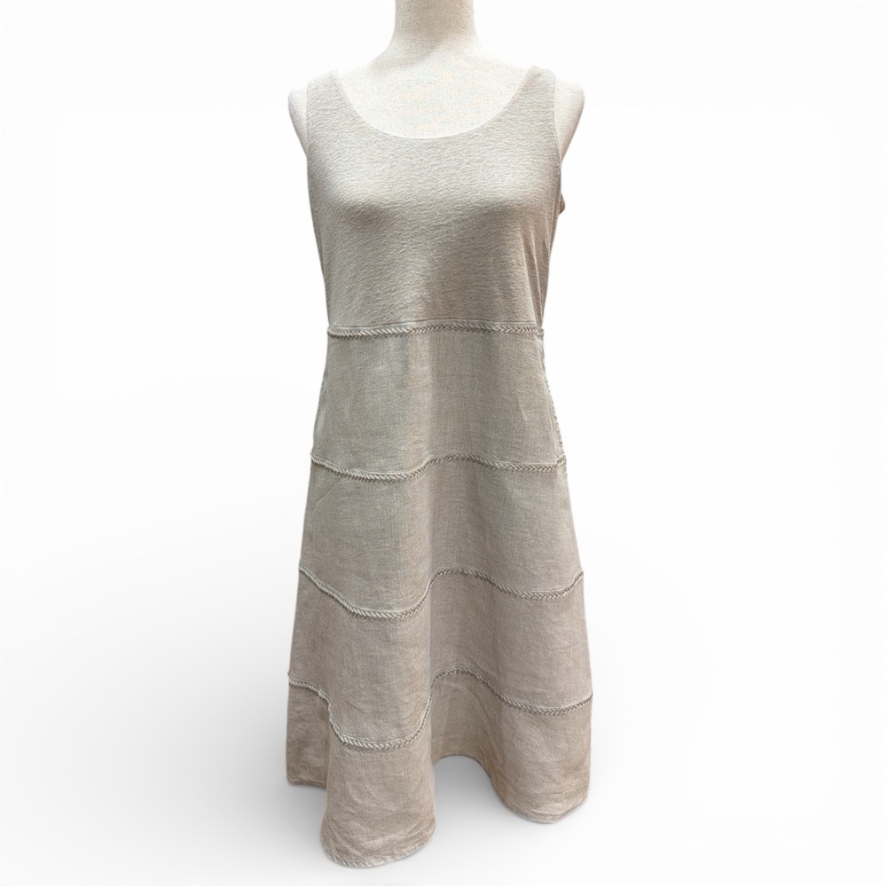 J. JILL Sleeveless Linen Dress Natural Tan Size XS Petite